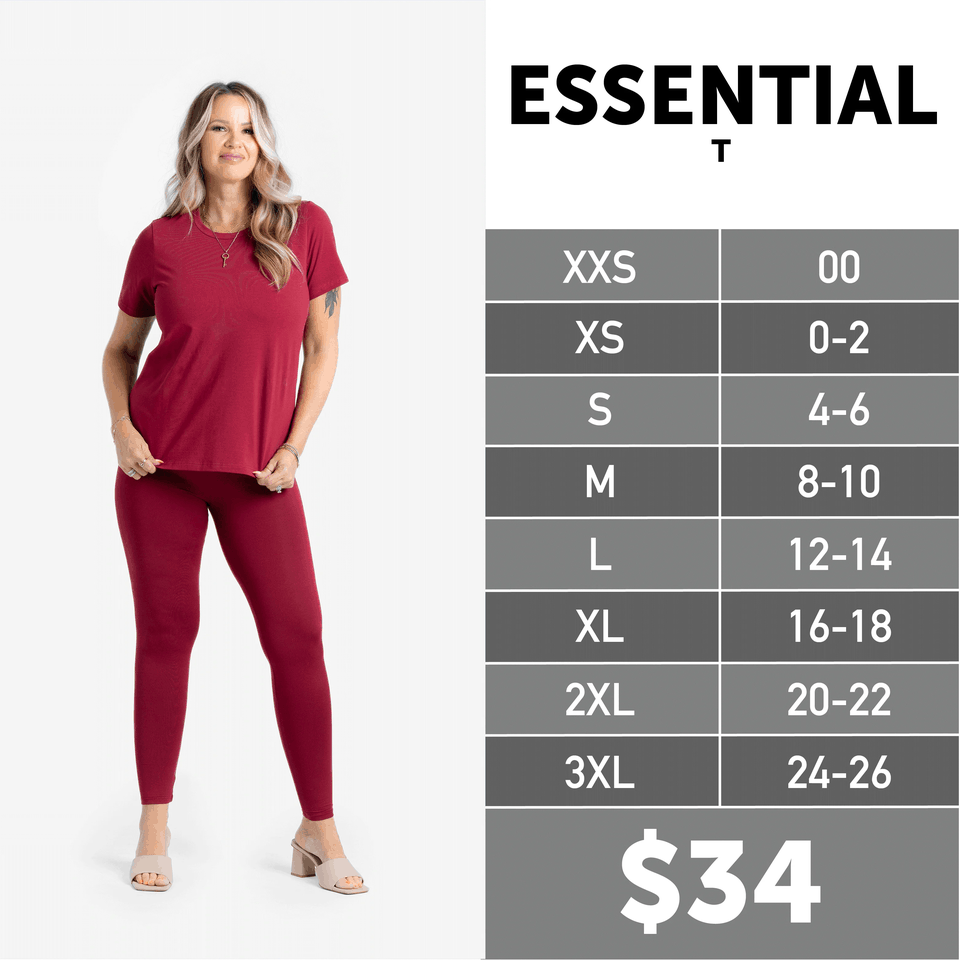 Essential T Size Chart